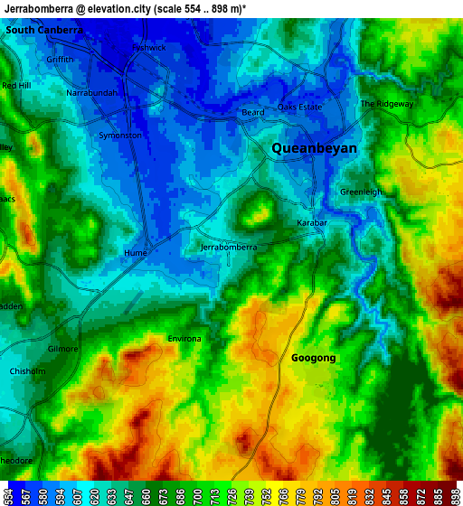 Zoom OUT 2x Jerrabomberra, Australia elevation map