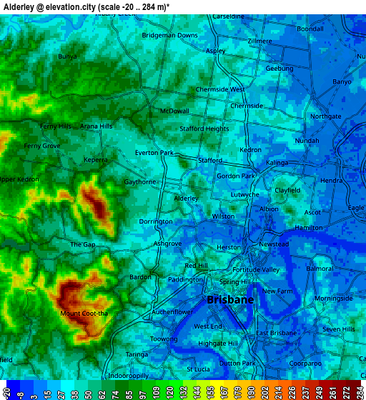 Zoom OUT 2x Alderley, Australia elevation map