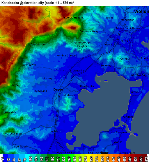 Zoom OUT 2x Kanahooka, Australia elevation map