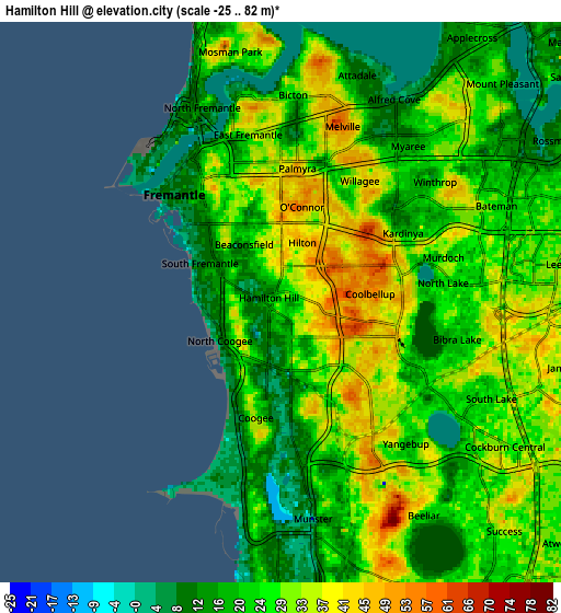 Zoom OUT 2x Hamilton Hill, Australia elevation map