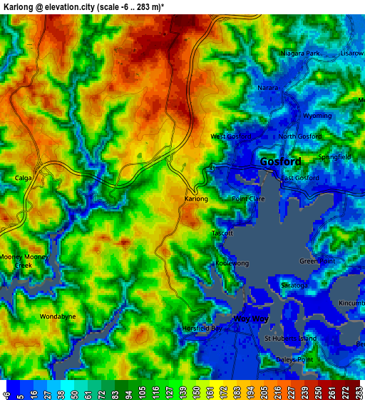 Zoom OUT 2x Kariong, Australia elevation map