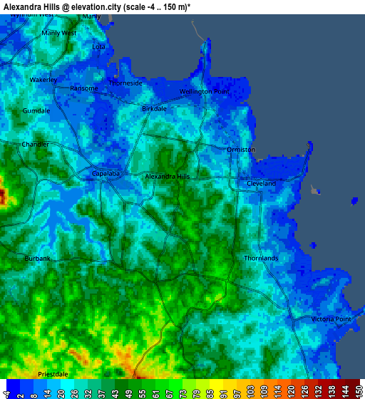 Zoom OUT 2x Alexandra Hills, Australia elevation map