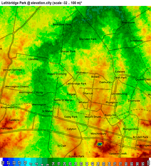 Zoom OUT 2x Lethbridge Park, Australia elevation map