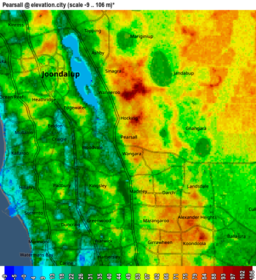 Zoom OUT 2x Pearsall, Australia elevation map