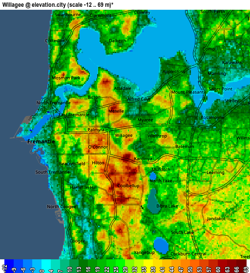 Zoom OUT 2x Willagee, Australia elevation map