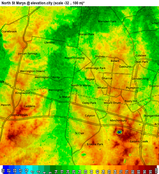 Zoom OUT 2x North St Marys, Australia elevation map