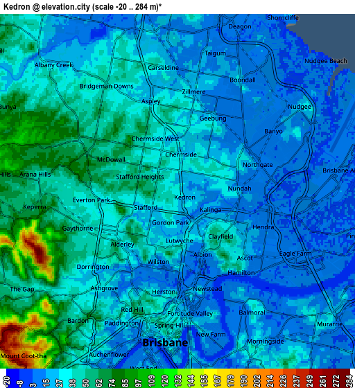 Zoom OUT 2x Kedron, Australia elevation map