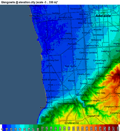 Zoom OUT 2x Glengowrie, Australia elevation map