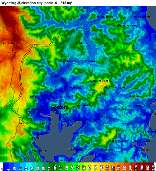 Zoom OUT 2x Wyoming, Australia elevation map