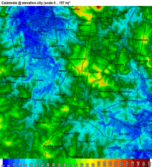 Zoom OUT 2x Calamvale, Australia elevation map