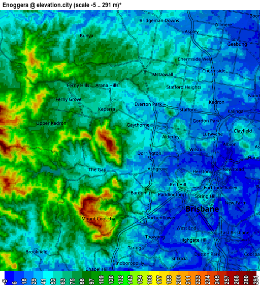 Zoom OUT 2x Enoggera, Australia elevation map