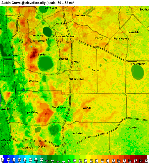 Zoom OUT 2x Aubin Grove, Australia elevation map