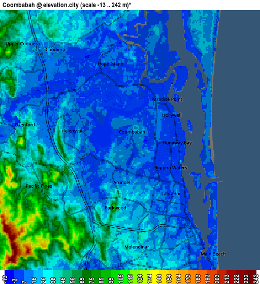 Zoom OUT 2x Coombabah, Australia elevation map