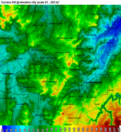 Zoom OUT 2x Currans Hill, Australia elevation map