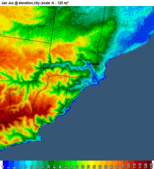 Zoom OUT 2x Jan Juc, Australia elevation map