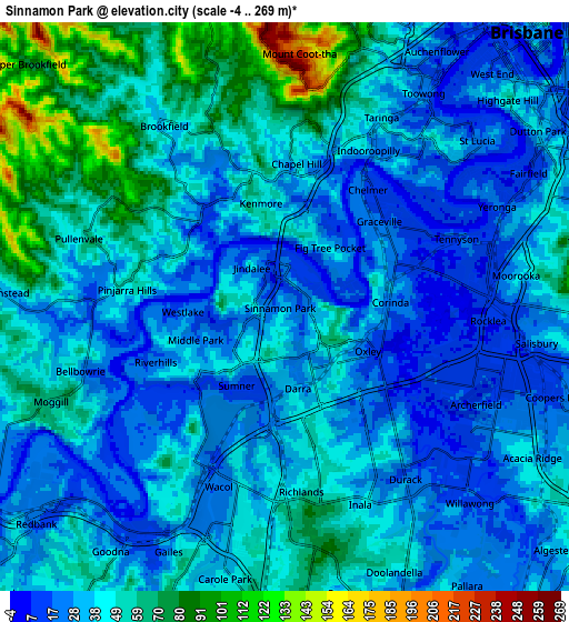 Zoom OUT 2x Sinnamon Park, Australia elevation map