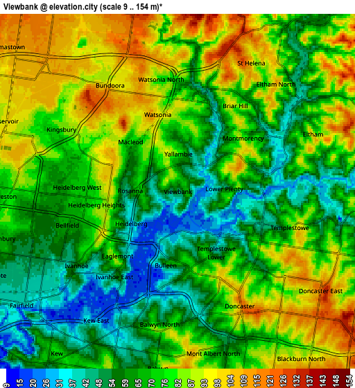 Zoom OUT 2x Viewbank, Australia elevation map