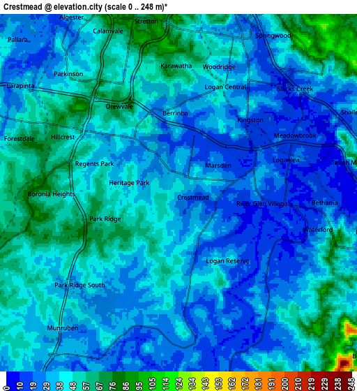 Zoom OUT 2x Crestmead, Australia elevation map