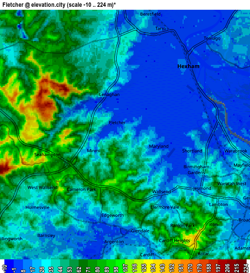 Zoom OUT 2x Fletcher, Australia elevation map