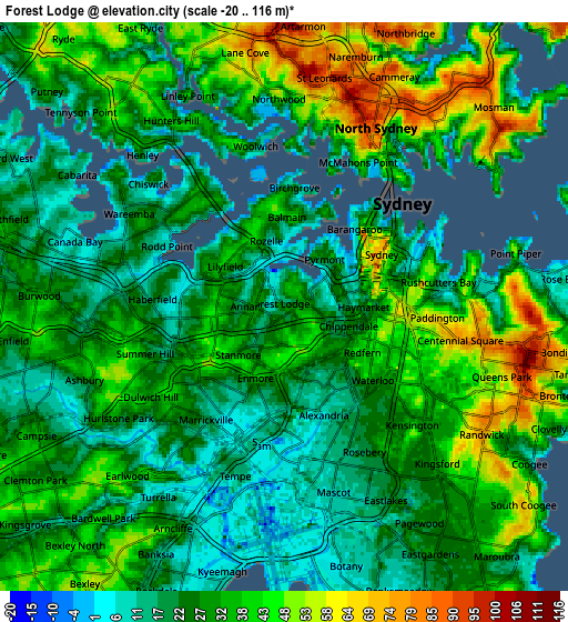 Zoom OUT 2x Forest Lodge, Australia elevation map