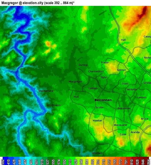 Zoom OUT 2x Macgregor, Australia elevation map