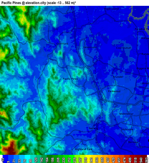 Zoom OUT 2x Pacific Pines, Australia elevation map