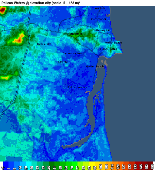 Zoom OUT 2x Pelican Waters, Australia elevation map