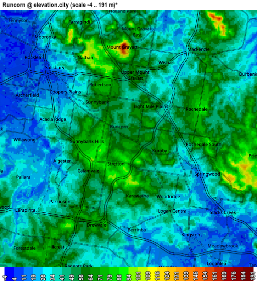 Zoom OUT 2x Runcorn, Australia elevation map