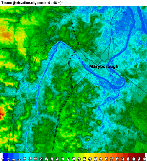 Zoom OUT 2x Tinana, Australia elevation map