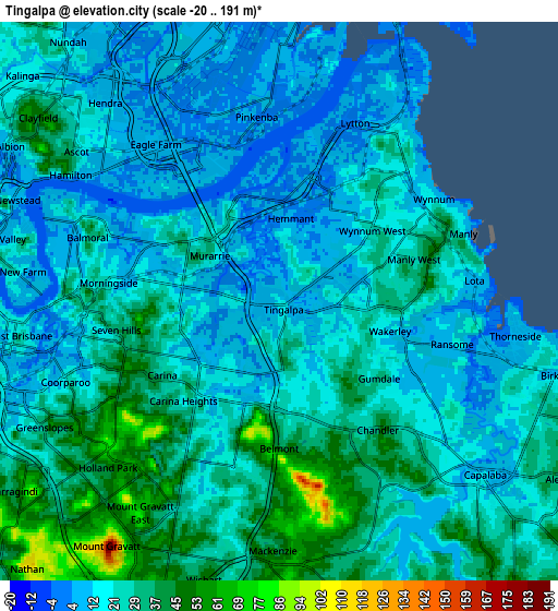 Zoom OUT 2x Tingalpa, Australia elevation map