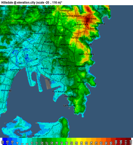 Zoom OUT 2x Hillsdale, Australia elevation map