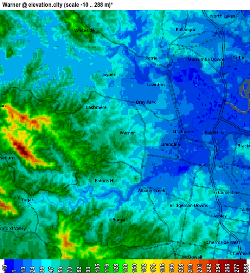 Zoom OUT 2x Warner, Australia elevation map