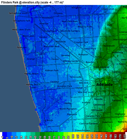 Zoom OUT 2x Flinders Park, Australia elevation map