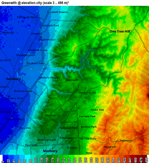 Zoom OUT 2x Greenwith, Australia elevation map