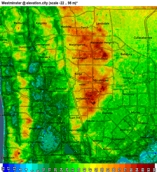 Zoom OUT 2x Westminster, Australia elevation map