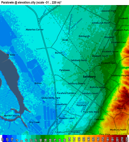 Zoom OUT 2x Paralowie, Australia elevation map