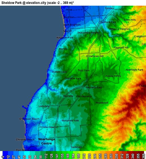 Zoom OUT 2x Sheidow Park, Australia elevation map