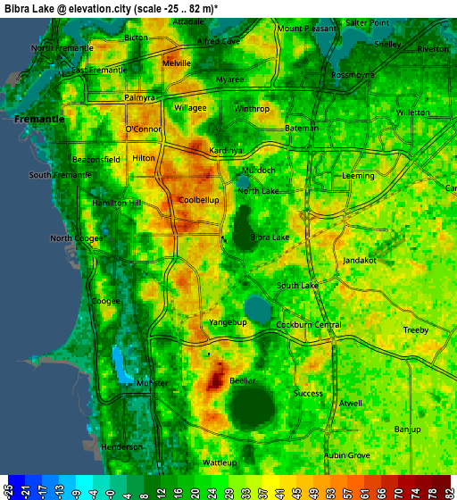 Zoom OUT 2x Bibra Lake, Australia elevation map