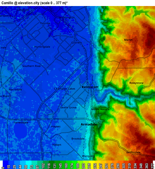 Zoom OUT 2x Camillo, Australia elevation map