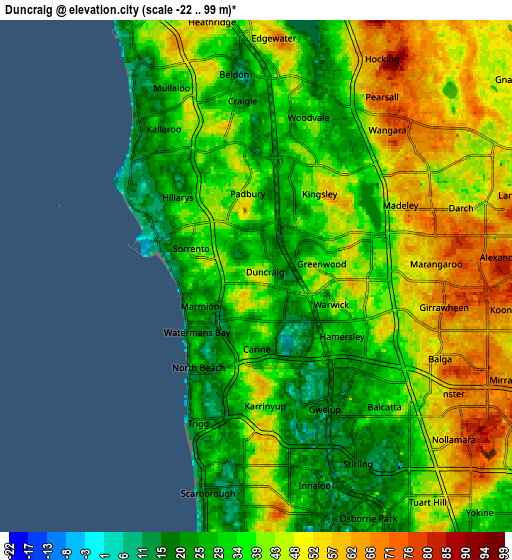 Zoom OUT 2x Duncraig, Australia elevation map