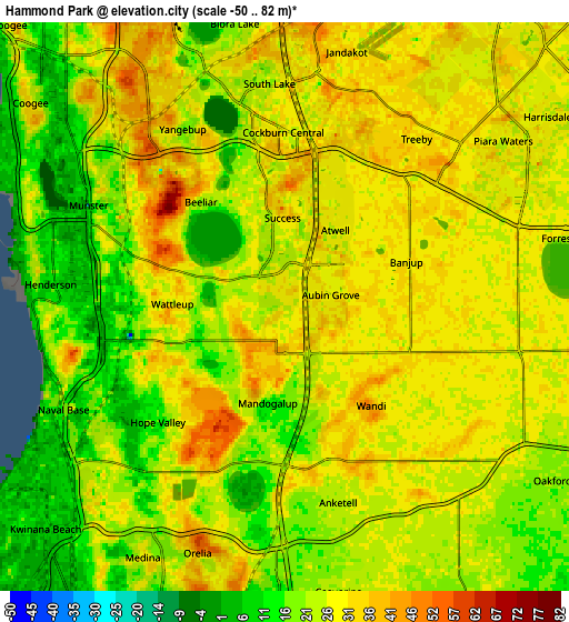 Zoom OUT 2x Hammond Park, Australia elevation map