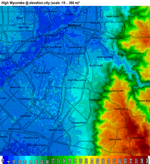 Zoom OUT 2x High Wycombe, Australia elevation map