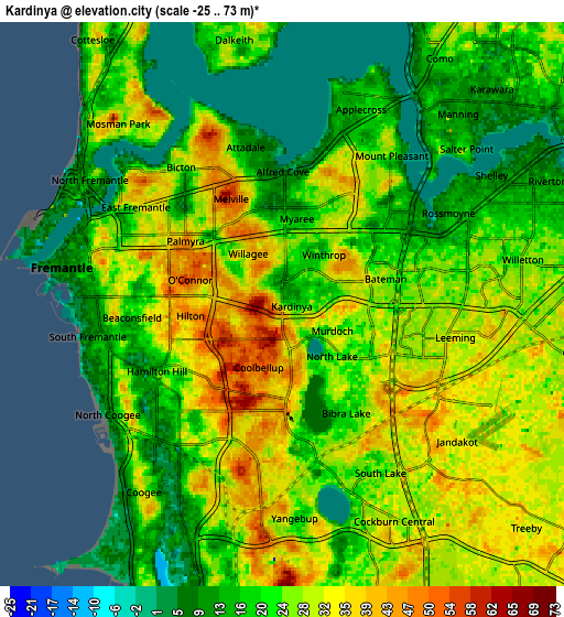 Zoom OUT 2x Kardinya, Australia elevation map