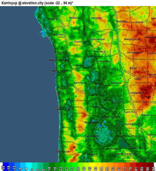 Zoom OUT 2x Karrinyup, Australia elevation map