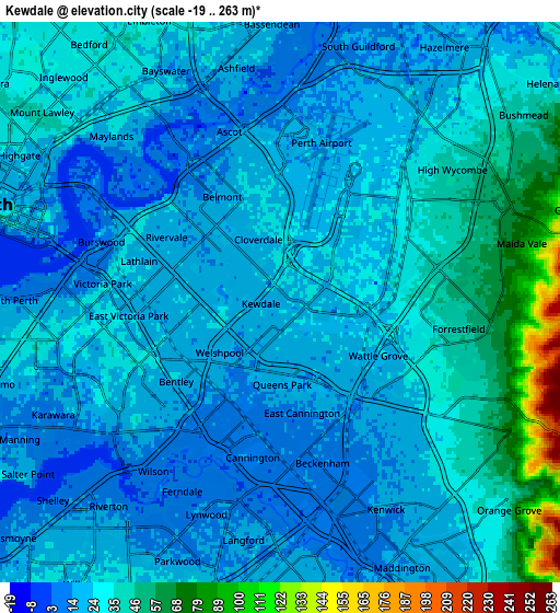 Zoom OUT 2x Kewdale, Australia elevation map