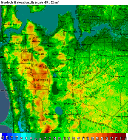 Zoom OUT 2x Murdoch, Australia elevation map