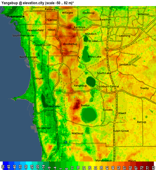 Zoom OUT 2x Yangebup, Australia elevation map