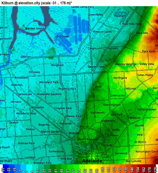 Zoom OUT 2x Kilburn, Australia elevation map