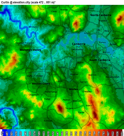 Zoom OUT 2x Curtin, Australia elevation map