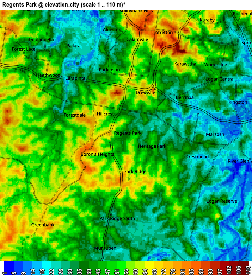 Zoom OUT 2x Regents Park, Australia elevation map